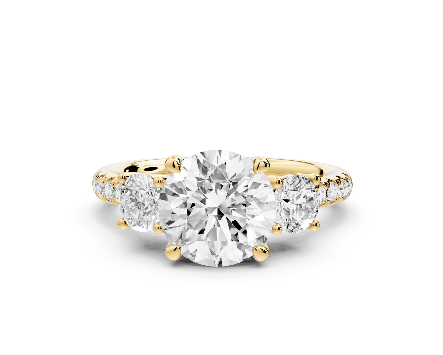 Mia - 2ct 18k yellow gold round Trellis Basket Diamond Pavé half band Engagement Ring - Mr. Alex Jewelry