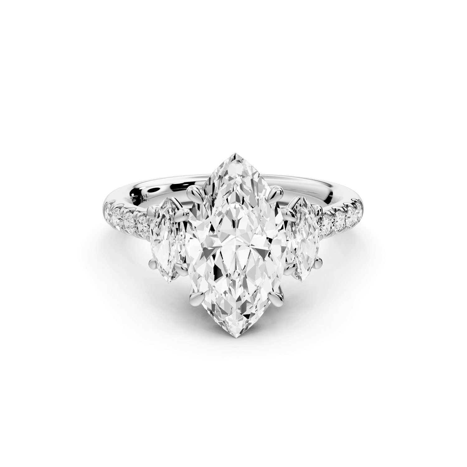 Mia - 2ct platinum marquise Trellis Basket Diamond Pavé half band Engagement Ring - Mr. Alex Jewelry