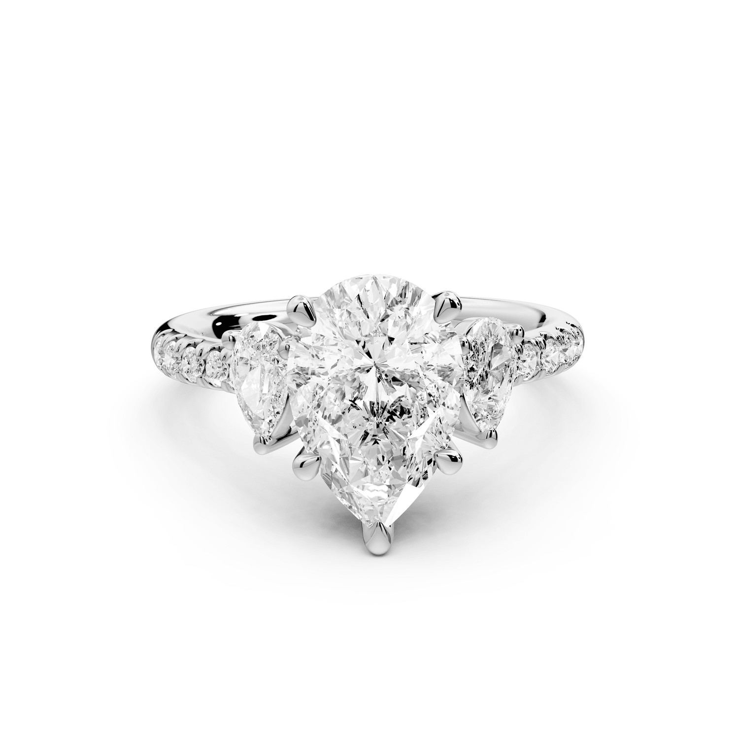 Mia - 2ct platinum pear Trellis Basket Diamond Pavé half band Engagement Ring - Mr. Alex Jewelry