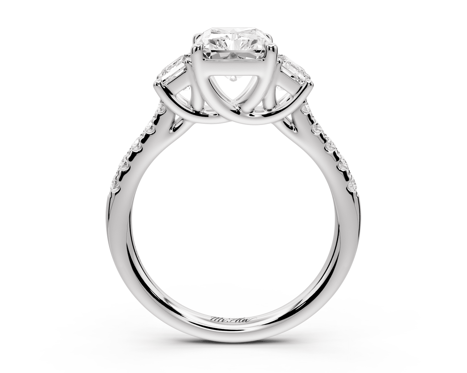 Mia - 2ct platinum radiant Trellis Basket Diamond Pavé half band Engagement Ring - Mr. Alex Jewelry