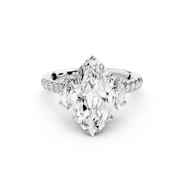 Mia - 3ct 14k white gold marquise Trellis Basket Diamond Pavé half band Engagement Ring - Mr. Alex Jewelry