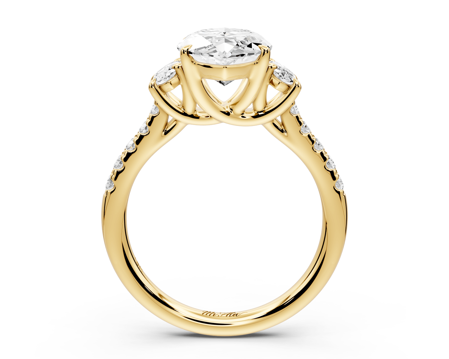 Mia - 3ct 14k yellow gold marquise Trellis Basket Diamond Pavé half band Engagement Ring - Mr. Alex Jewelry