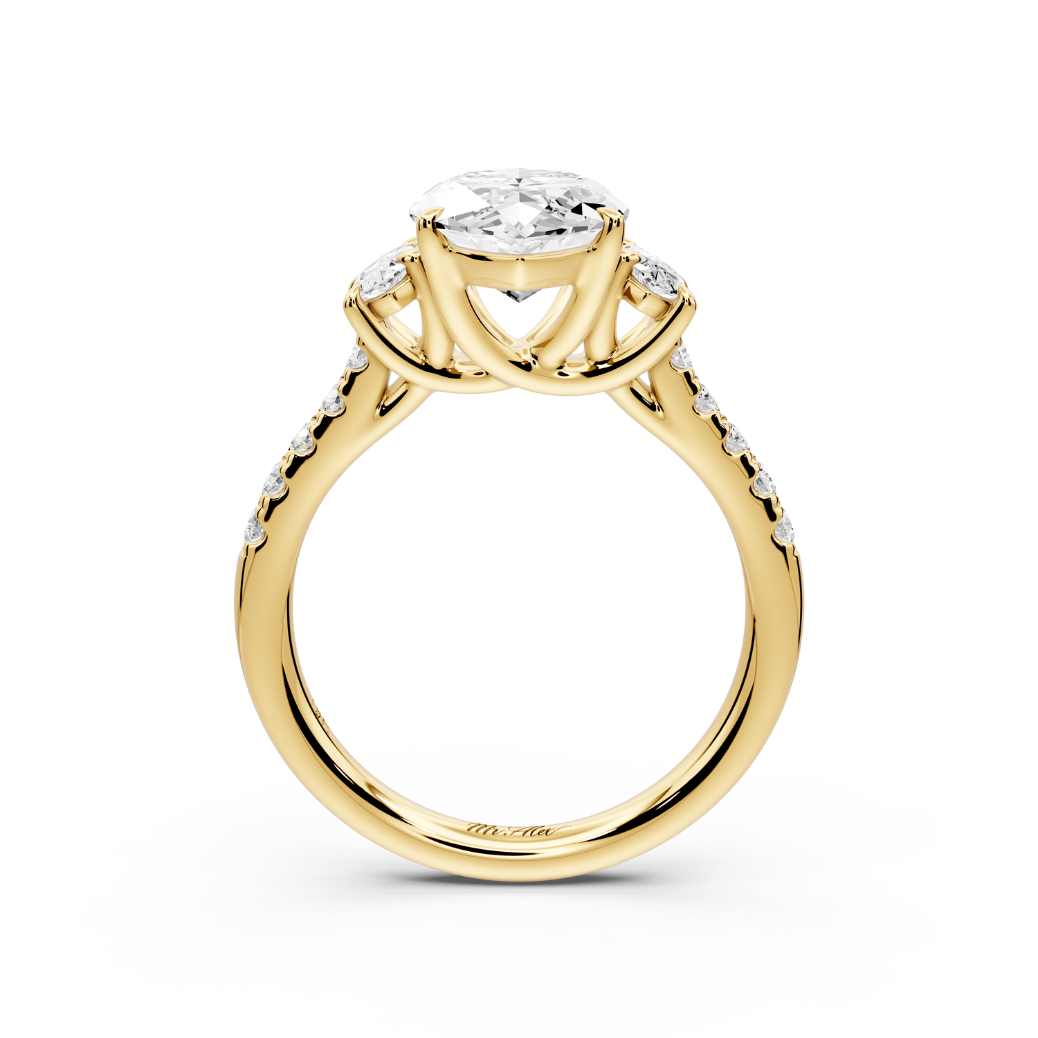 Mia - 3ct 14k yellow gold marquise Trellis Basket Diamond Pavé half band Engagement Ring - Mr. Alex Jewelry