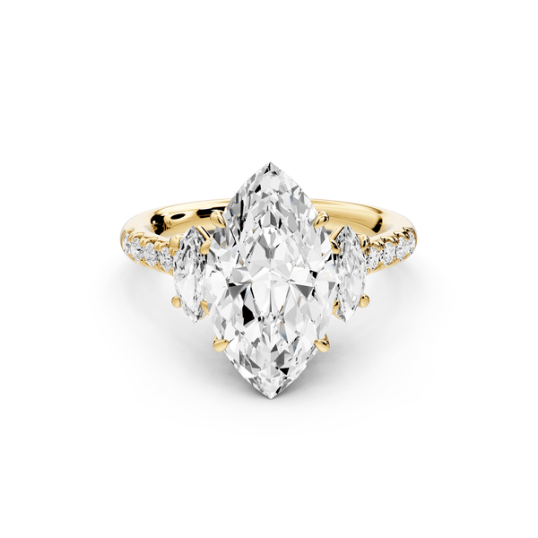 Mia - 3ct 14k yellow gold marquise Trellis Basket Diamond Pavé half band Engagement Ring - Mr. Alex Jewelry