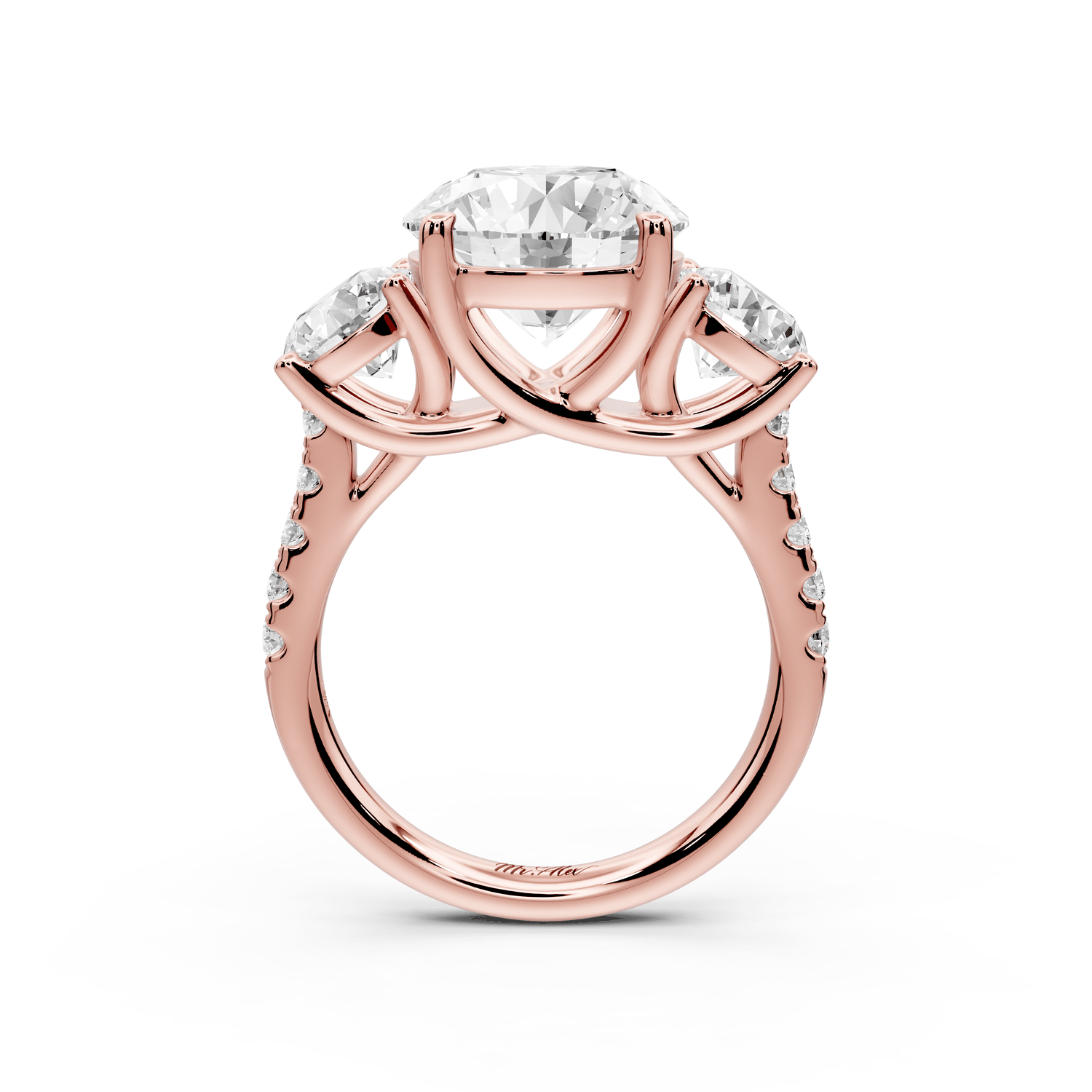 Mia - 3ct 14k yellow gold round Trellis Basket Diamond Pavé half band Engagement Ring - Mr. Alex Jewelry