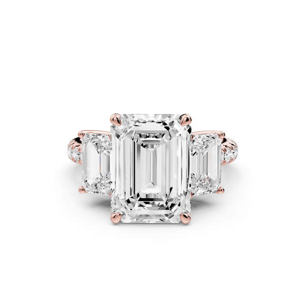 Mia - 3ct 18k rose gold emerald Trellis Basket Diamond Pavé half band Engagement Ring - Mr. Alex Jewelry