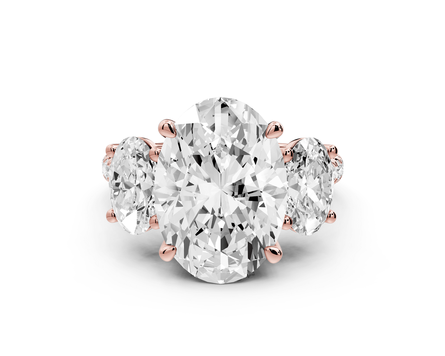 Mia - 3ct 18k rose gold oval Trellis Basket Diamond Pavé half band Engagement Ring - Mr. Alex Jewelry