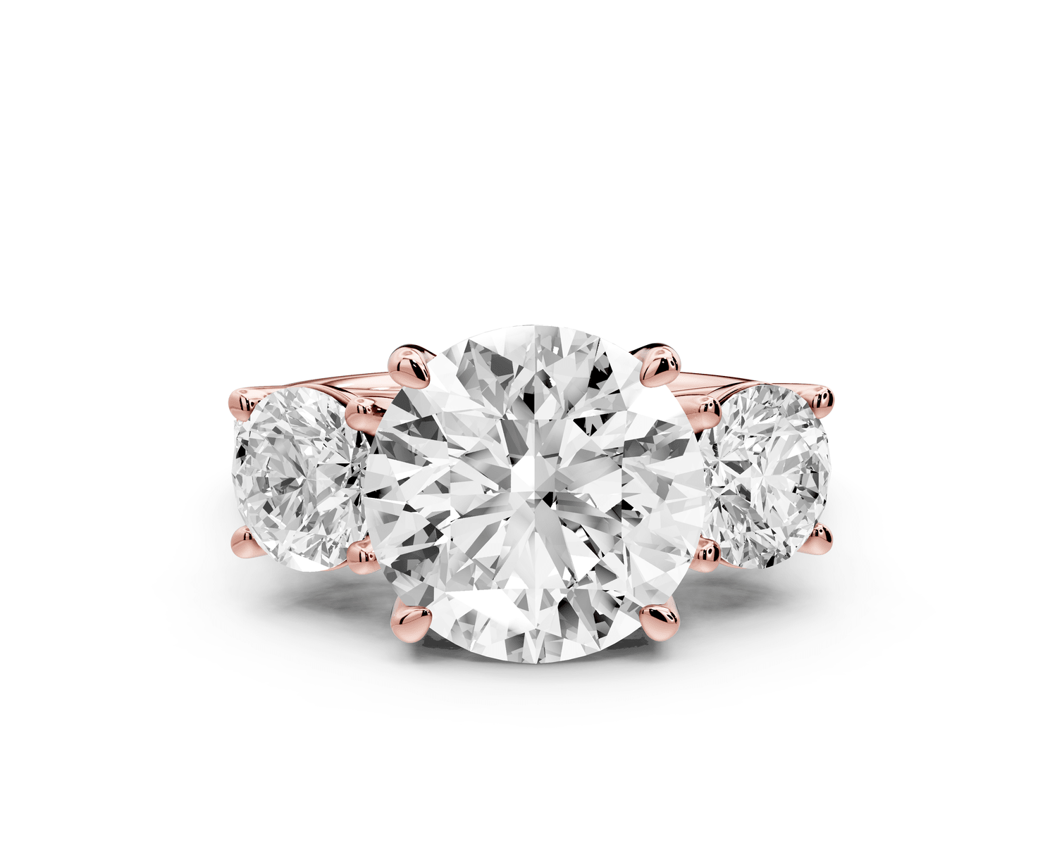 Mia - 3ct 18k rose gold round Trellis Basket Diamond Pavé half band Engagement Ring - Mr. Alex Jewelry