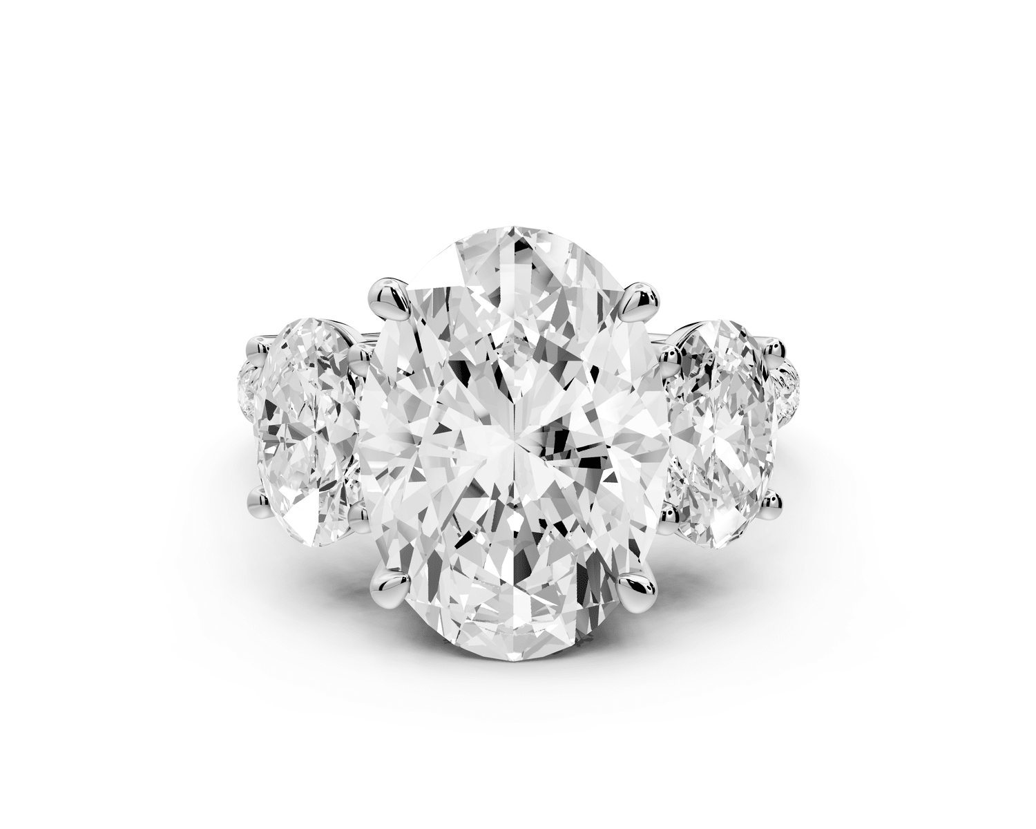 Mia - 3ct 18k white gold oval Trellis Basket Diamond Pavé half band Engagement Ring - Mr. Alex Jewelry