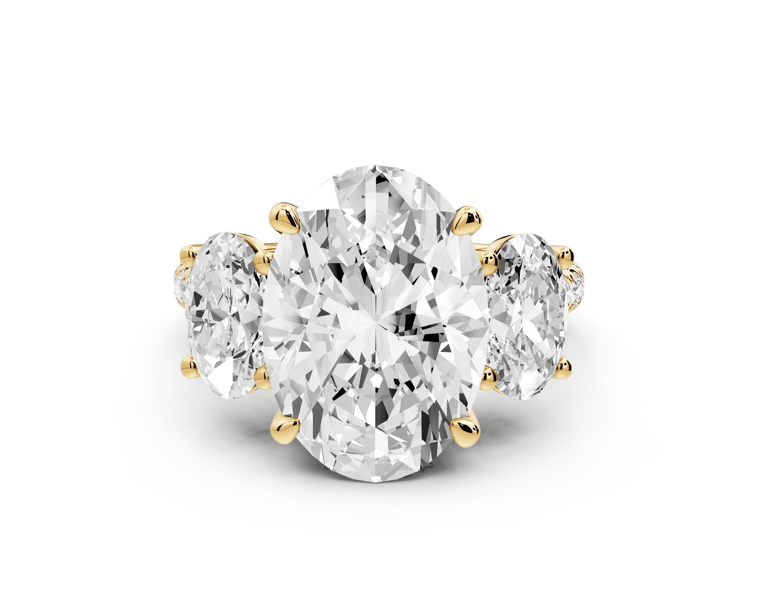 Mia - 3ct 18k yellow gold oval Trellis Basket Diamond Pavé half band Engagement Ring - Mr. Alex Jewelry