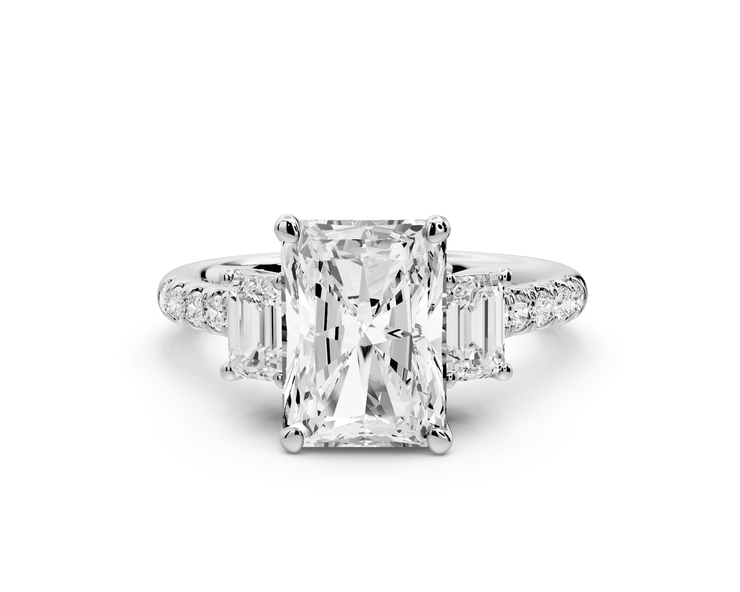 Mia - 3ct platinum radiant Trellis Basket Diamond Pavé half band Engagement Ring - Mr. Alex Jewelry