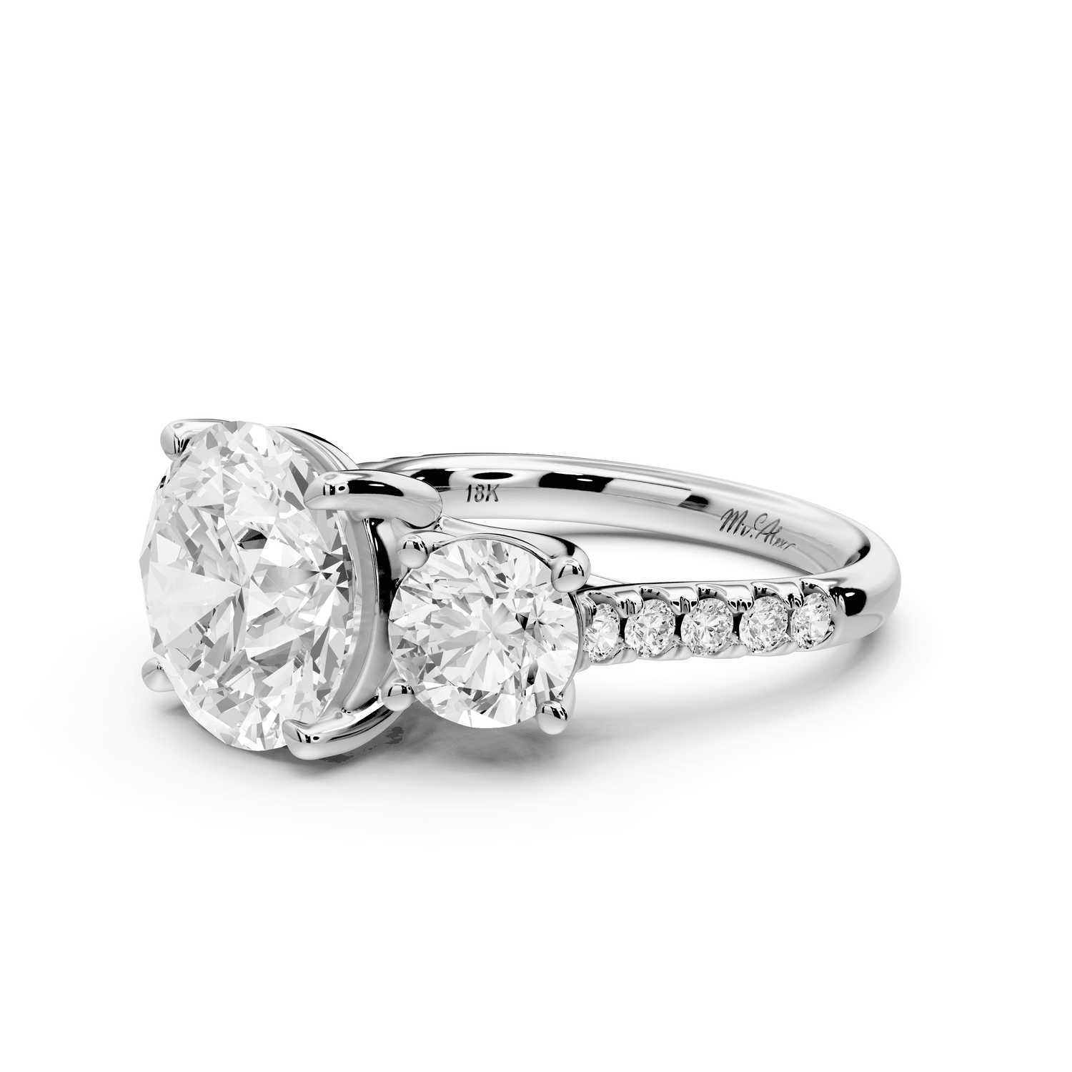 Mia - 3ct platinum round Trellis Basket Diamond Pavé half band Engagement Ring - Mr. Alex Jewelry