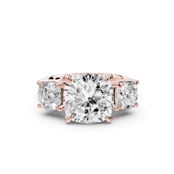 Mia - 4ct 14k rose gold cushion Trellis Basket Diamond Pavé half band Engagement Ring - Mr. Alex Jewelry