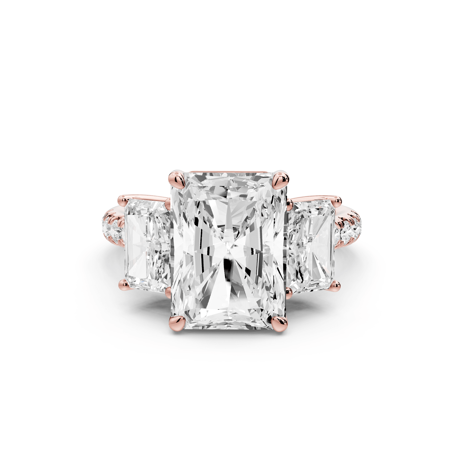 Mia - 4ct 14k rose gold radiant Trellis Basket Diamond Pavé half band Engagement Ring - Mr. Alex Jewelry