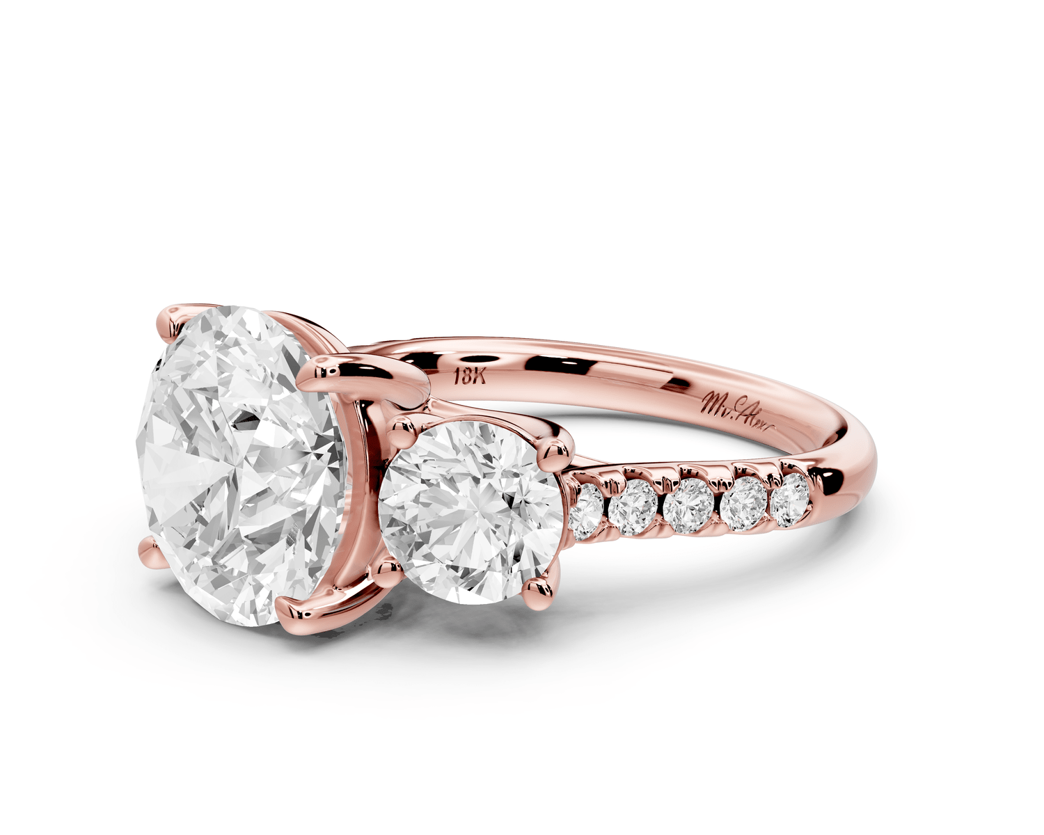 Mia - 4ct 14k rose gold round Trellis Basket Diamond Pavé half band Engagement Ring - Mr. Alex Jewelry