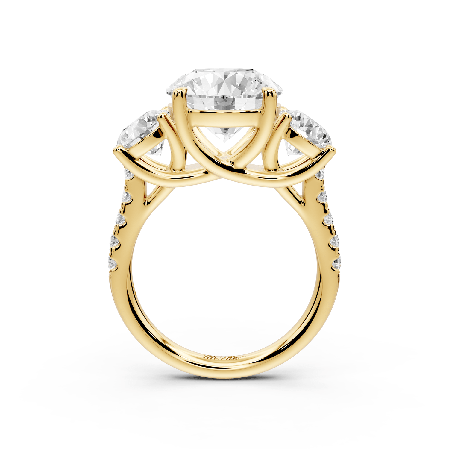 Mia - 4ct 14k rose gold round Trellis Basket Diamond Pavé half band Engagement Ring - Mr. Alex Jewelry