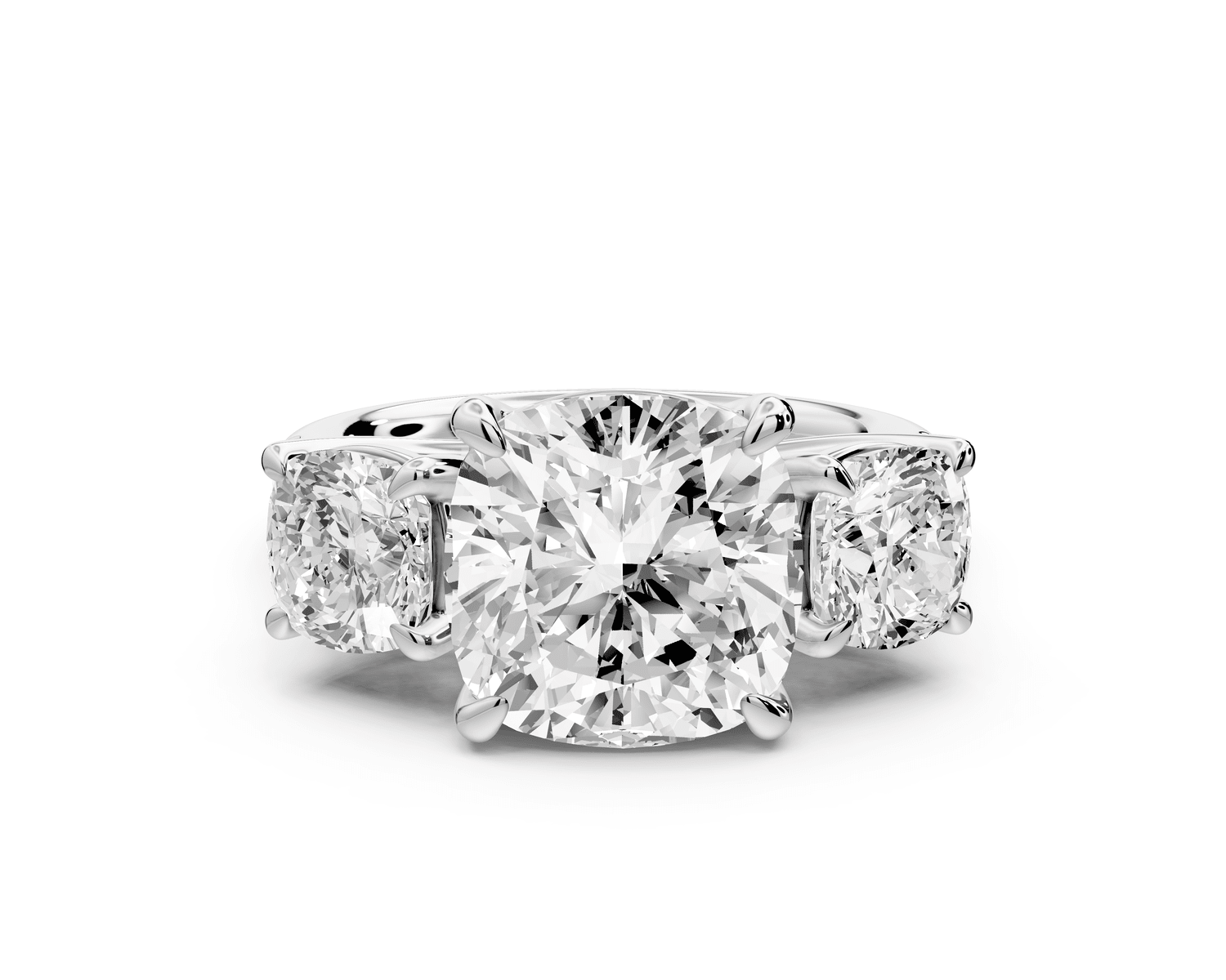 Mia - 4ct 14k white gold cushion Trellis Basket Diamond Pavé half band Engagement Ring - Mr. Alex Jewelry