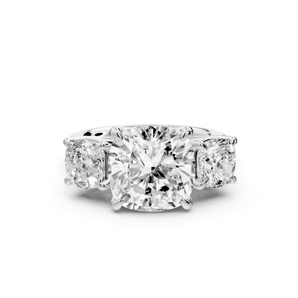 Mia - 4ct 14k white gold cushion Trellis Basket Diamond Pavé half band Engagement Ring - Mr. Alex Jewelry