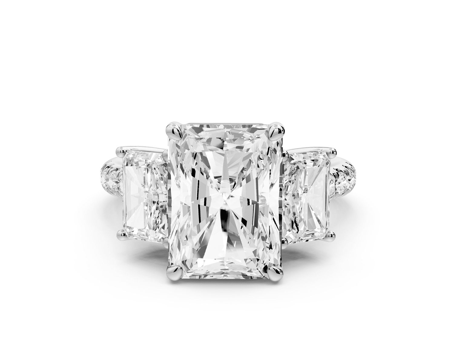 Mia - 4ct 14k white gold radiant Trellis Basket Diamond Pavé half band Engagement Ring - Mr. Alex Jewelry