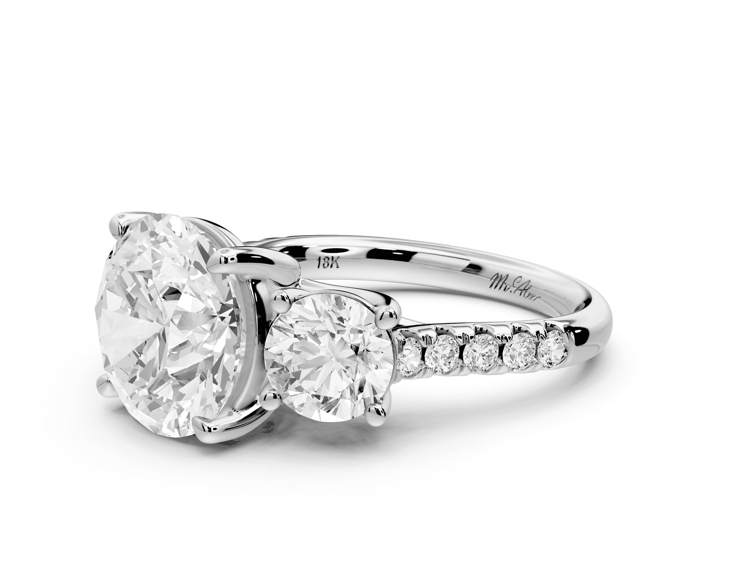 Mia - 4ct 14k white gold round Trellis Basket Diamond Pavé half band Engagement Ring - Mr. Alex Jewelry
