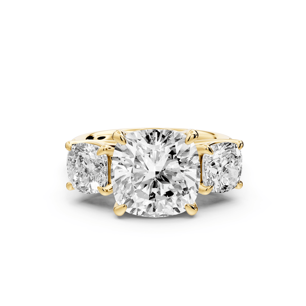 Mia - 4ct 14k yellow gold cushion Trellis Basket Diamond Pavé half band Engagement Ring - Mr. Alex Jewelry