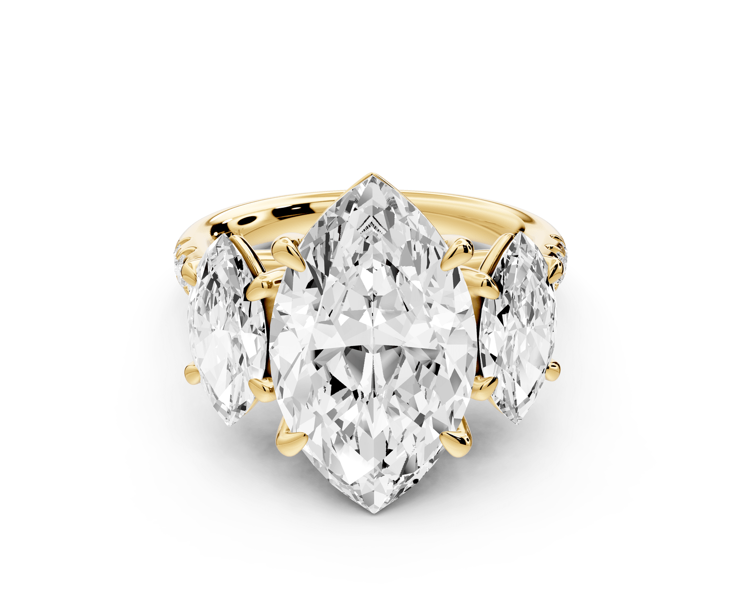 Mia - 4ct 14k yellow gold marquise Trellis Basket Diamond Pavé half band Engagement Ring - Mr. Alex Jewelry