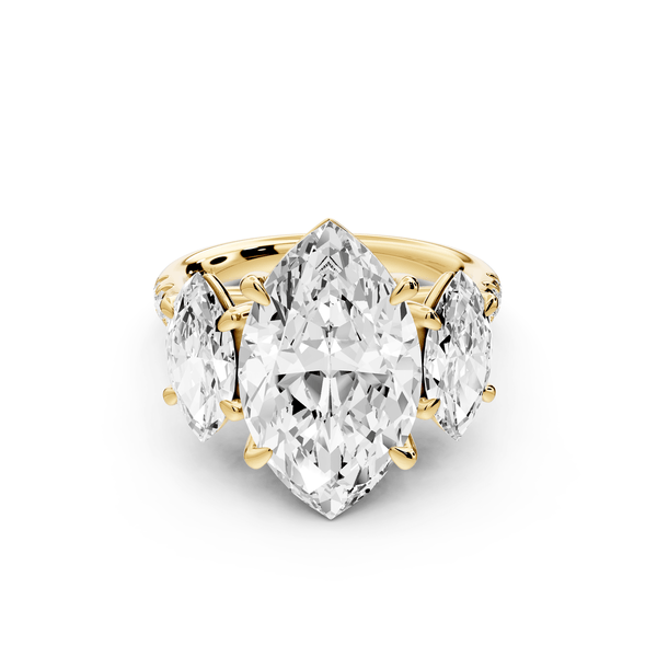 Mia - 4ct 14k yellow gold marquise Trellis Basket Diamond Pavé half band Engagement Ring - Mr. Alex Jewelry