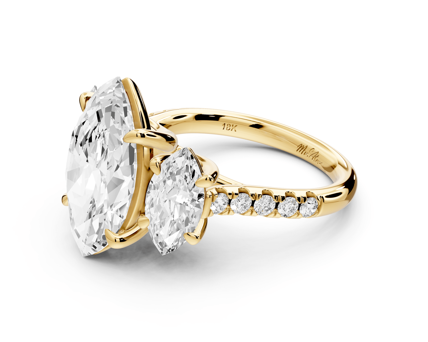 Mia - 4ct 14k yellow gold marquise Trellis Basket Diamond Pavé half band Engagement Ring - Mr. Alex Jewelry