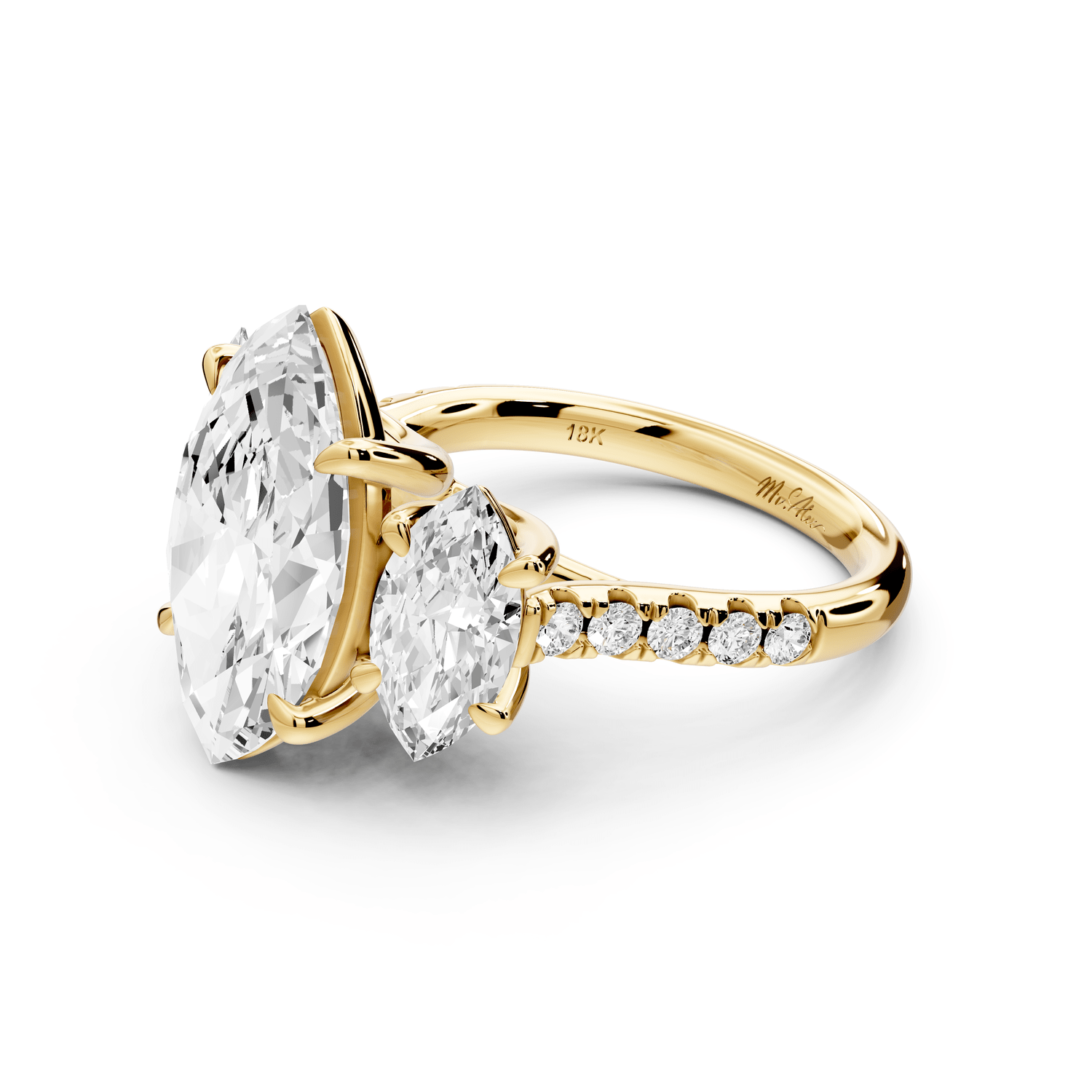 Mia - 4ct 14k yellow gold marquise Trellis Basket Diamond Pavé half band Engagement Ring - Mr. Alex Jewelry