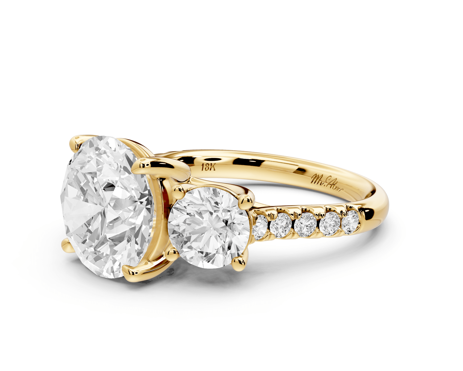 Mia - 4ct 14k yellow gold round Trellis Basket Diamond Pavé half band Engagement Ring - Mr. Alex Jewelry