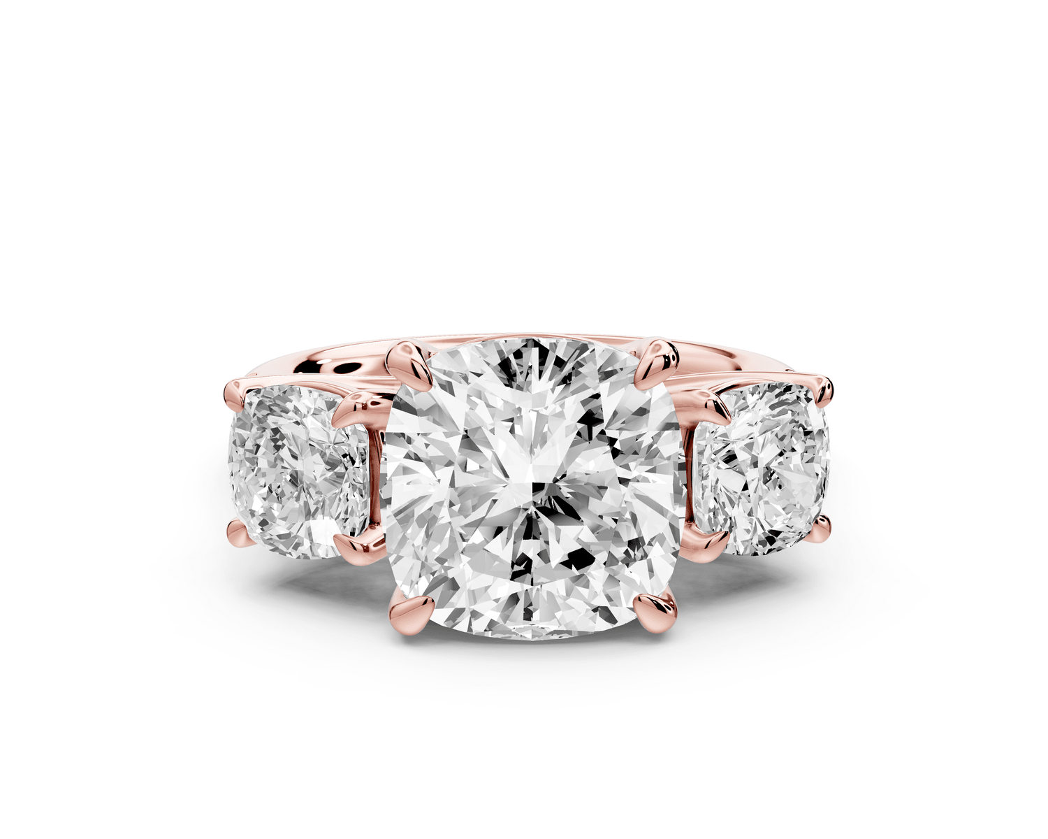 Mia - 4ct 18k rose gold cushion Trellis Basket Diamond Pavé half band Engagement Ring - Mr. Alex Jewelry