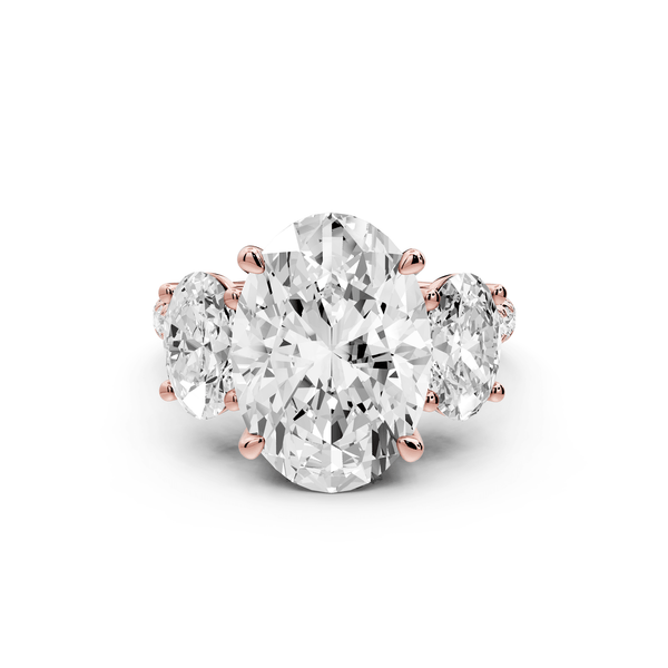 Mia - 4ct 18k rose gold oval Trellis Basket Diamond Pavé half band Engagement Ring - Mr. Alex Jewelry