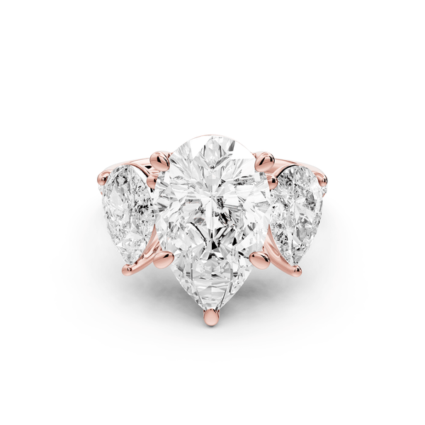 Mia - 4ct 18k rose gold pear Trellis Basket Diamond Pavé half band Engagement Ring - Mr. Alex Jewelry