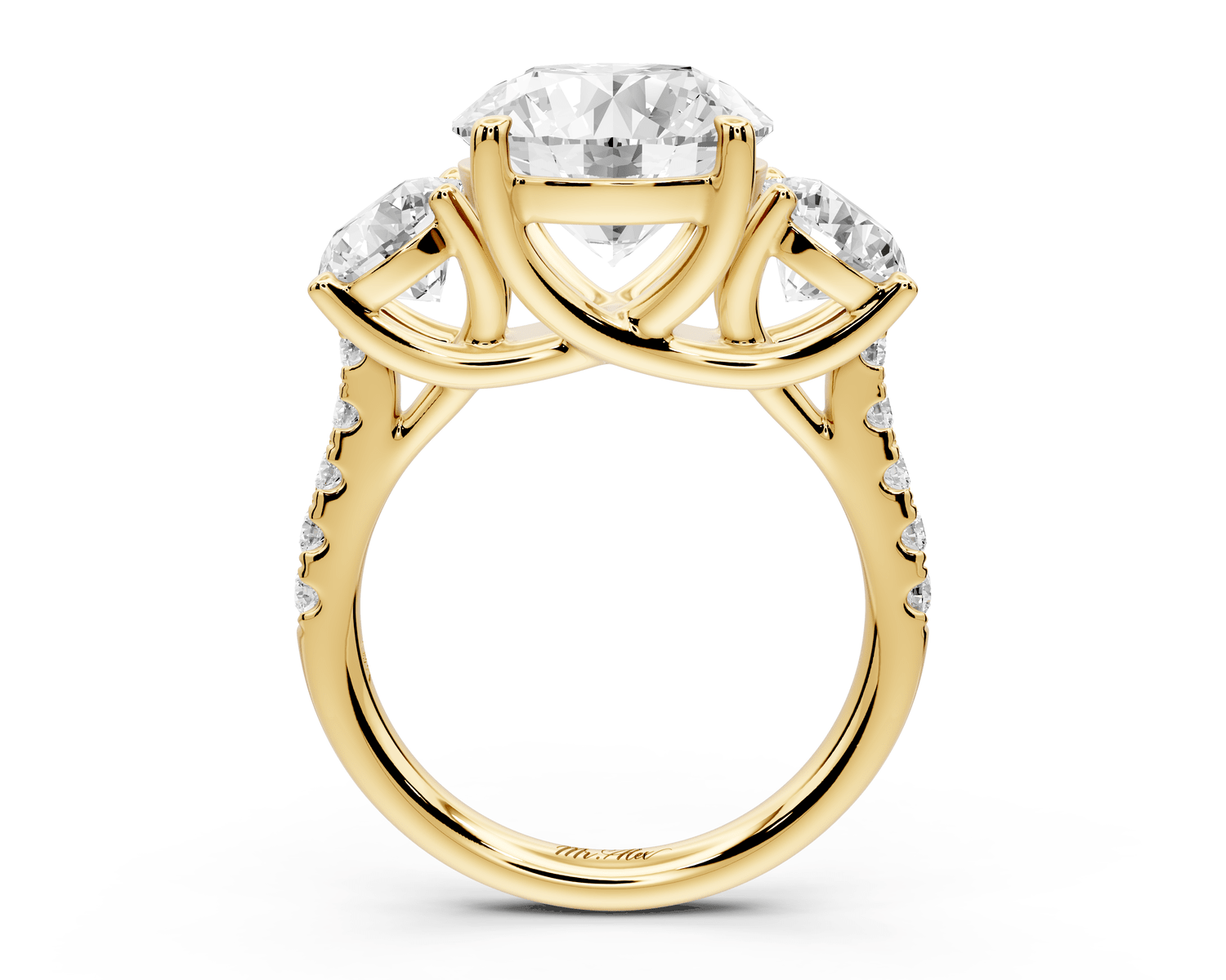 Mia - 4ct 18k rose gold round Trellis Basket Diamond Pavé half band Engagement Ring - Mr. Alex Jewelry