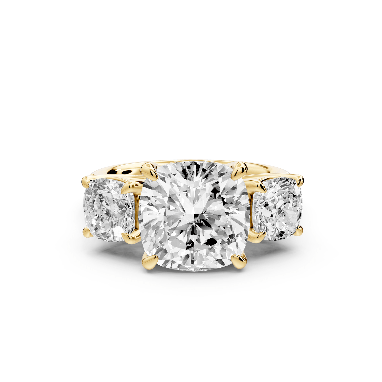 Mia - 4ct 18k yellow gold cushion Trellis Basket Diamond Pavé half band Engagement Ring - Mr. Alex Jewelry