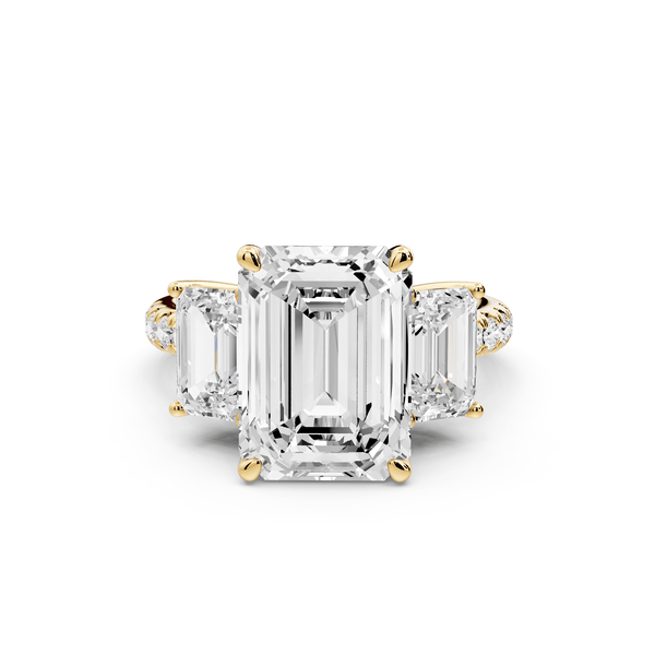 Mia - 4ct 18k yellow gold emerald Trellis Basket Diamond Pavé half band Engagement Ring - Mr. Alex Jewelry