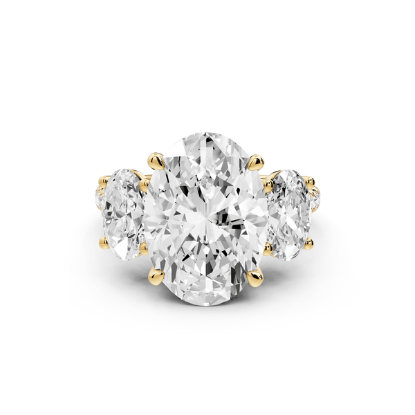 Mia - 4ct 18k yellow gold oval Trellis Basket Diamond Pavé half band Engagement Ring - Mr. Alex Jewelry