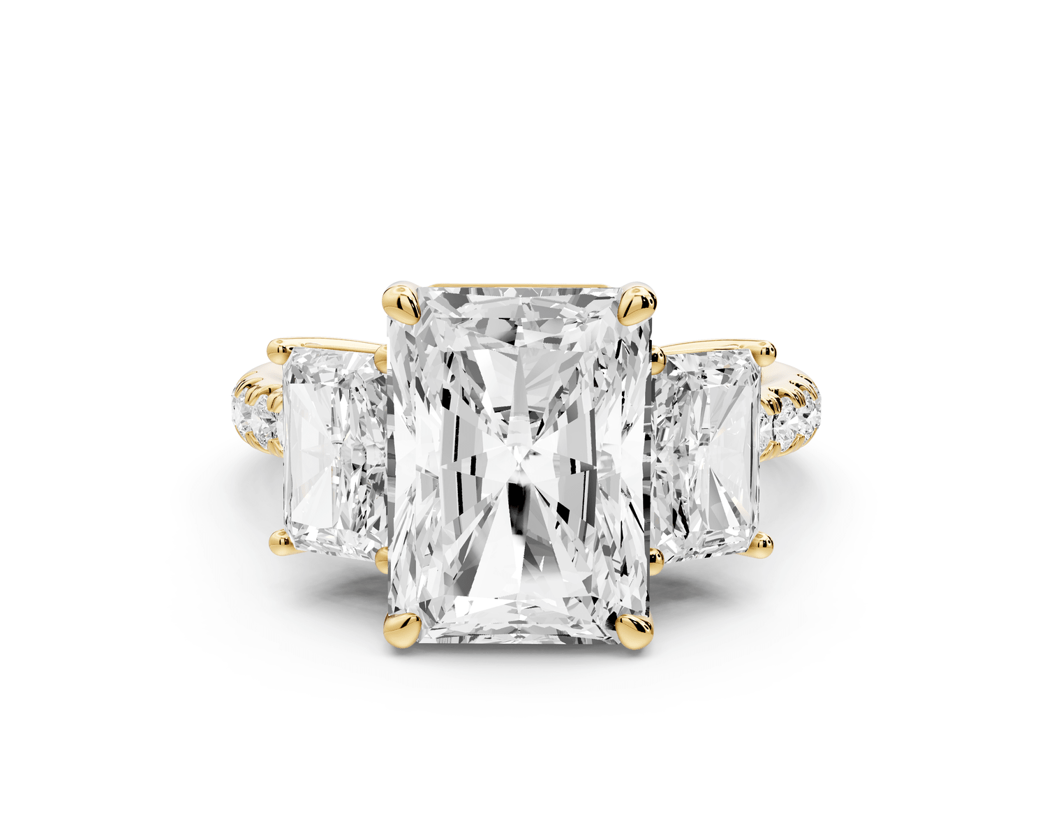 Mia - 4ct 18k yellow gold radiant Trellis Basket Diamond Pavé half band Engagement Ring - Mr. Alex Jewelry