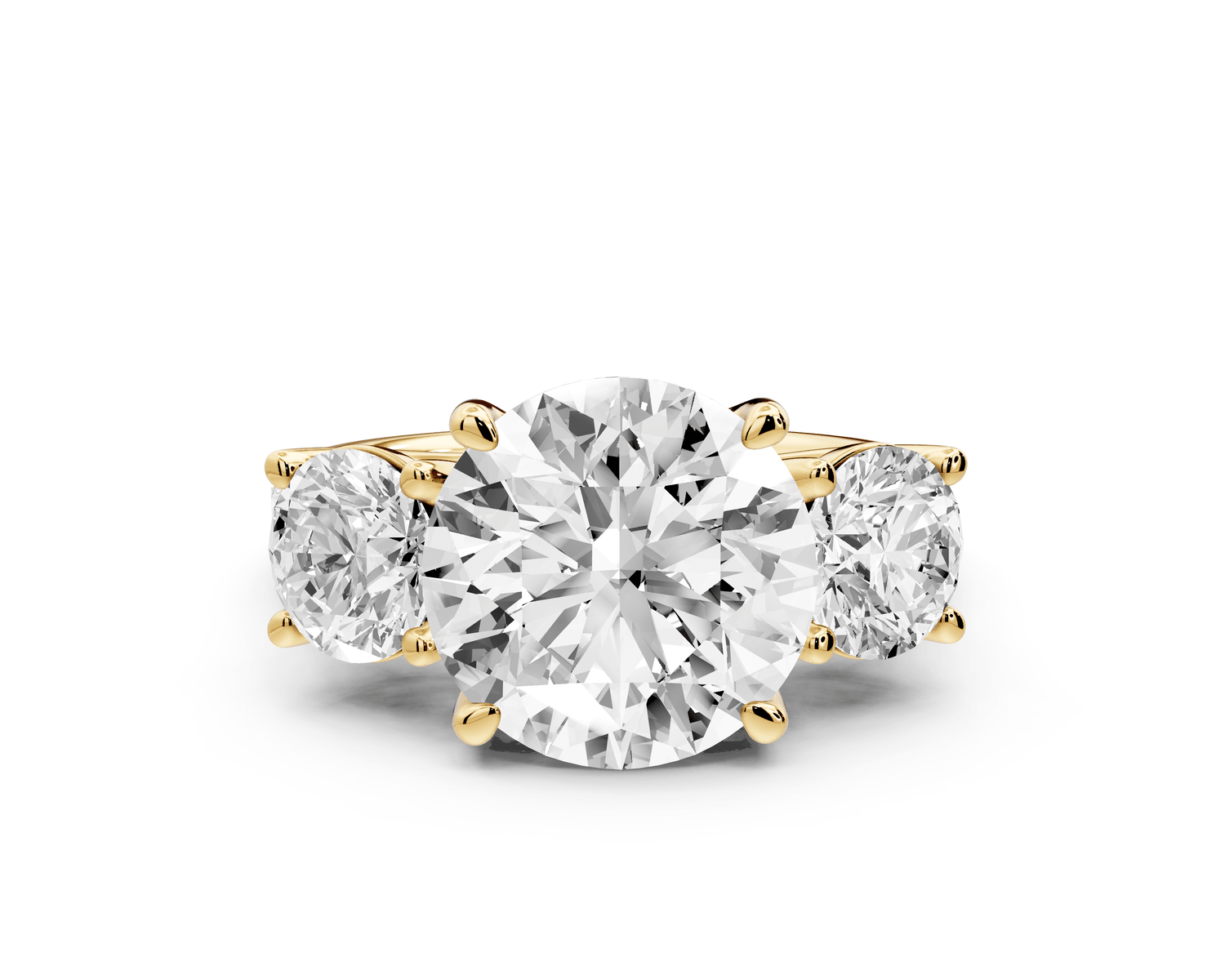 Mia - 4ct 18k yellow gold round Trellis Basket Diamond Pavé half band Engagement Ring - Mr. Alex Jewelry