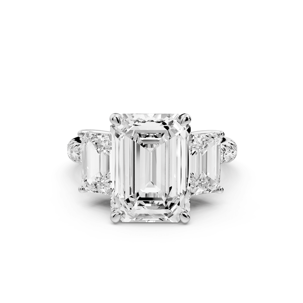 Mia - 4ct platinum emerald Trellis Basket Diamond Pavé half band Engagement Ring - Mr. Alex Jewelry