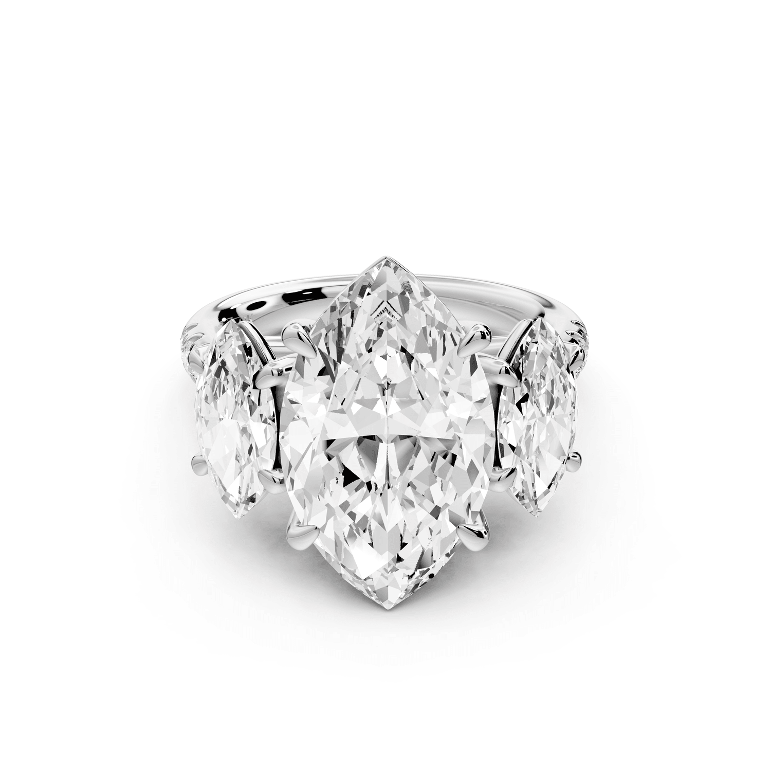 Mia - 4ct platinum marquise Trellis Basket Diamond Pavé half band Engagement Ring - Mr. Alex Jewelry