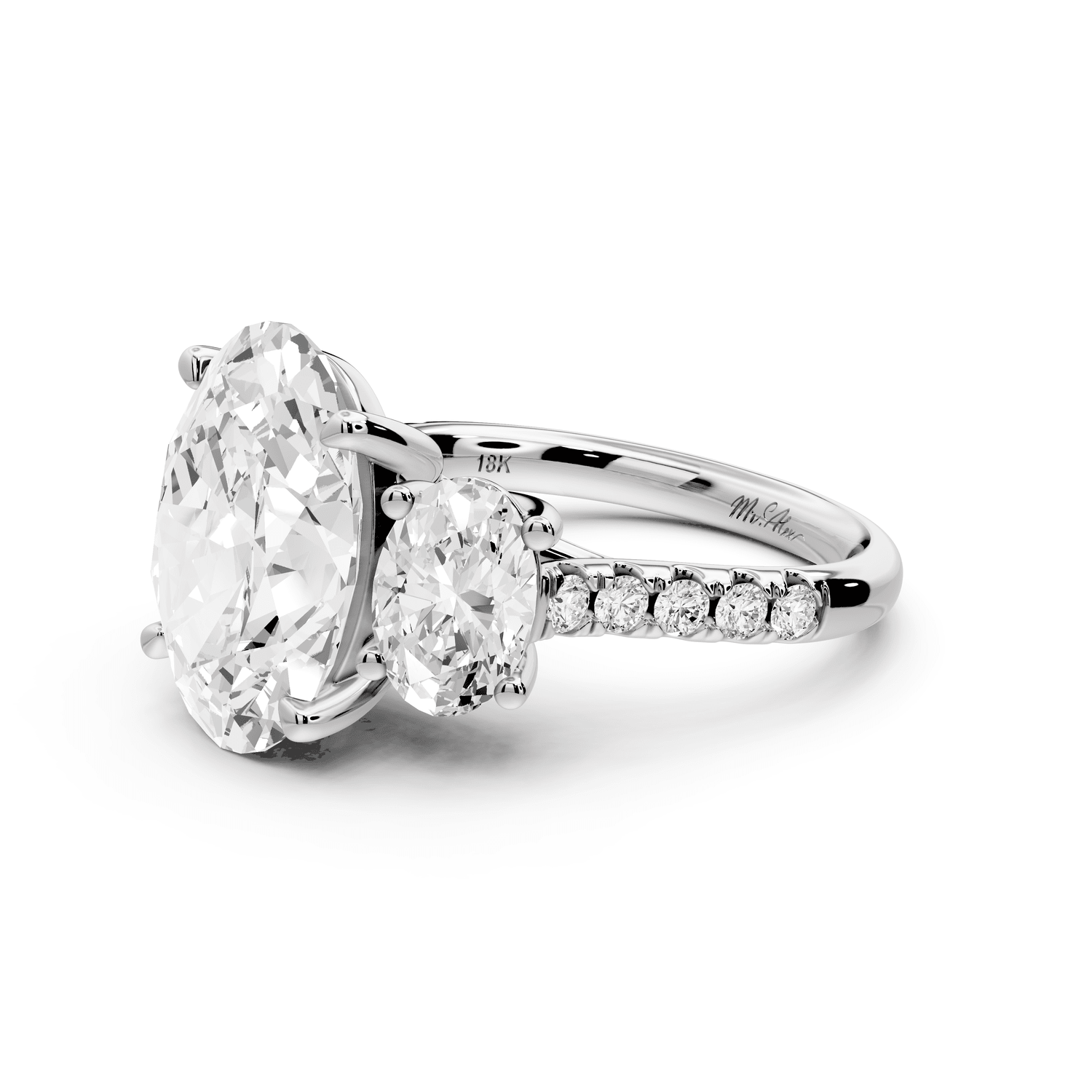 Mia - 4ct platinum oval Trellis Basket Diamond Pavé half band Engagement Ring - Mr. Alex Jewelry
