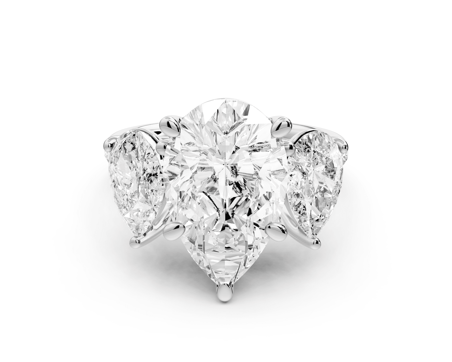 Mia - 4ct platinum pear Trellis Basket Diamond Pavé half band Engagement Ring - Mr. Alex Jewelry