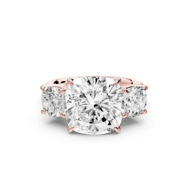Mia - 5ct 14k rose gold cushion Trellis Basket Diamond Pavé half band Engagement Ring - Mr. Alex Jewelry