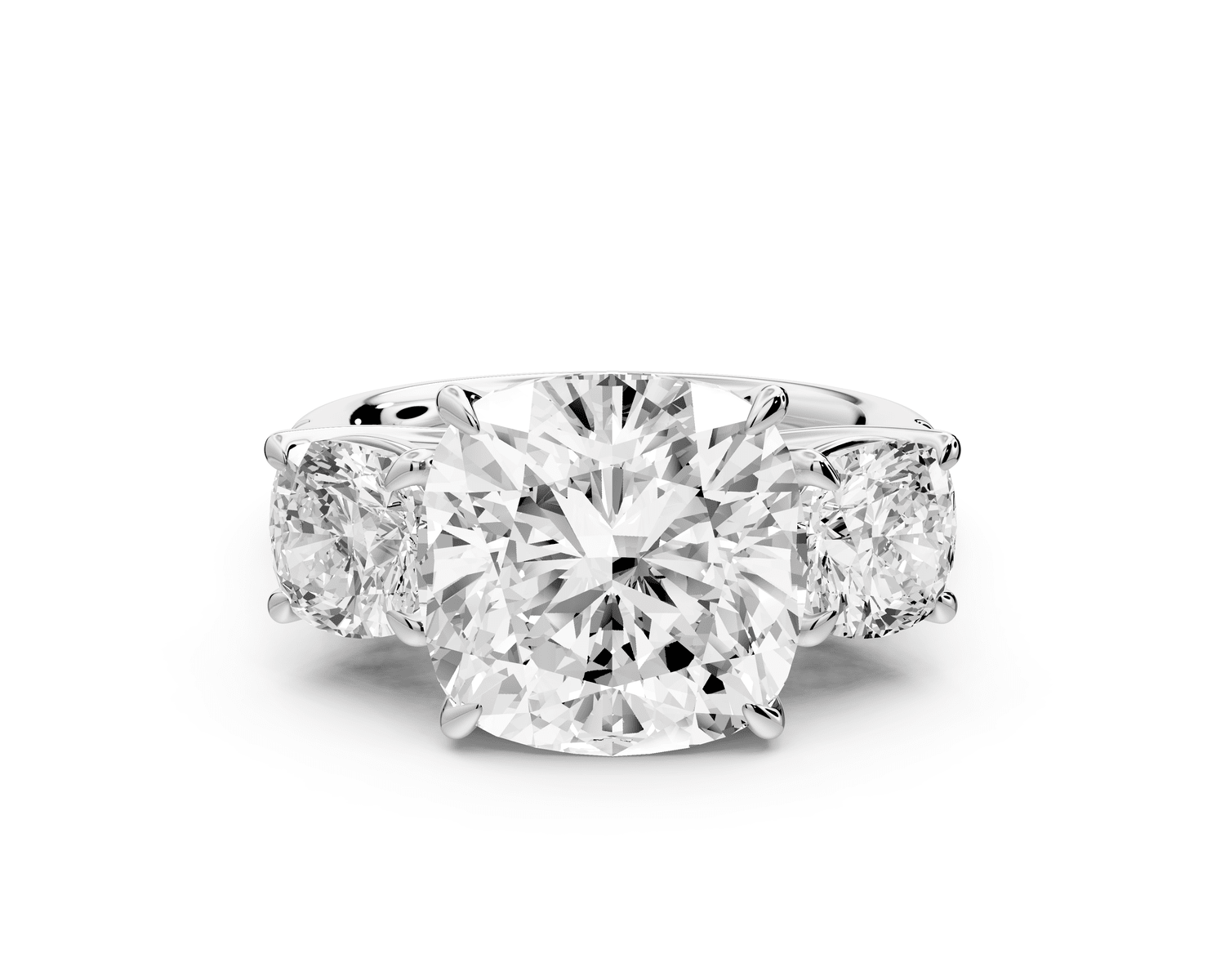Mia - 5ct 14k white gold cushion Trellis Basket Diamond Pavé half band Engagement Ring - Mr. Alex Jewelry