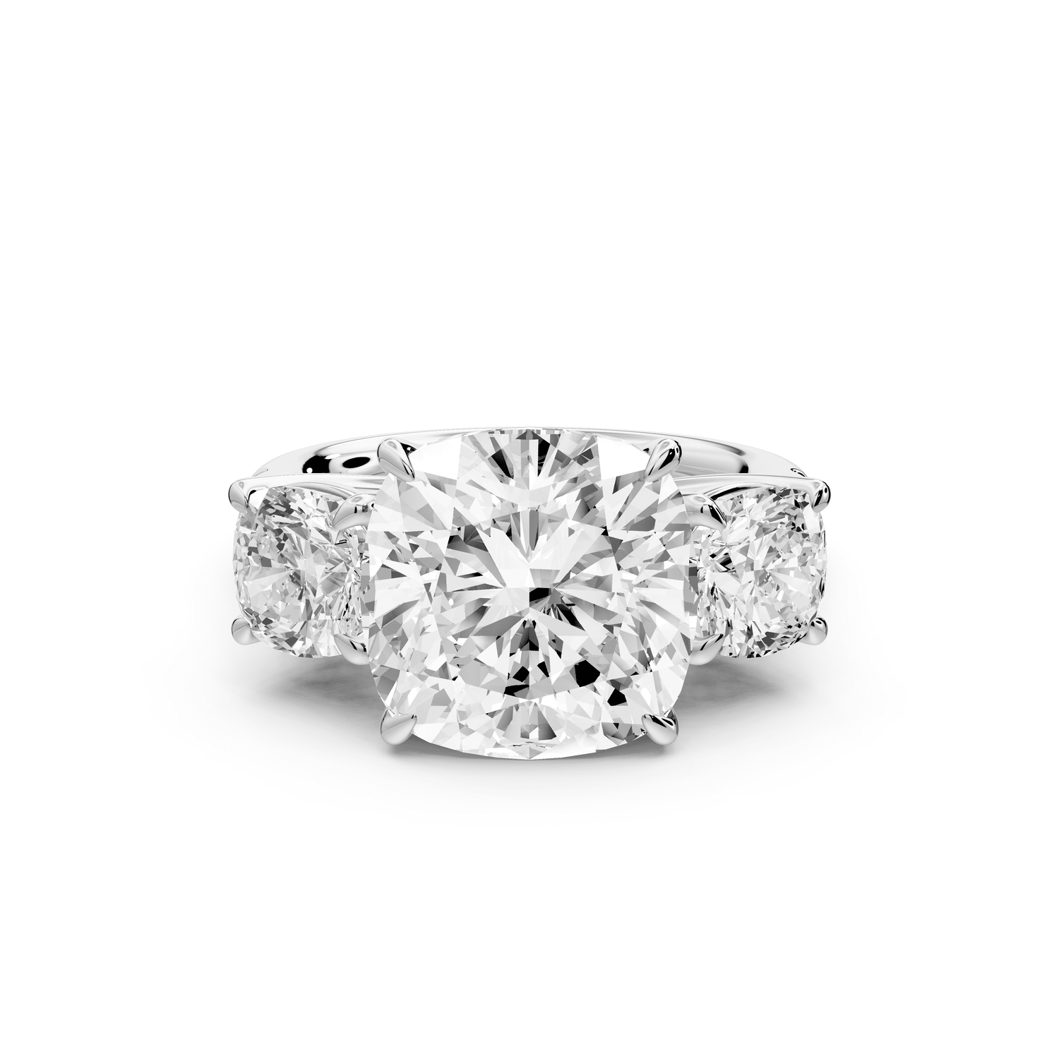 Mia - 5ct 14k white gold cushion Trellis Basket Diamond Pavé half band Engagement Ring - Mr. Alex Jewelry