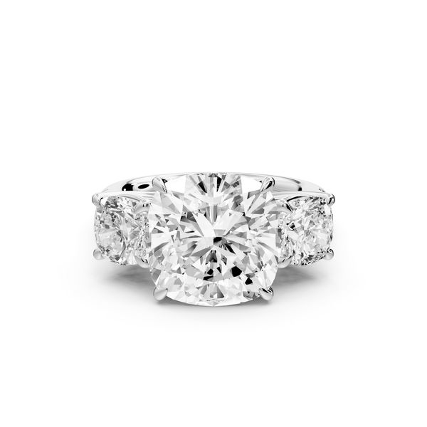 Mia - 5ct 14k white gold cushion Trellis Basket Diamond Pavé half band Engagement Ring - Mr. Alex Jewelry
