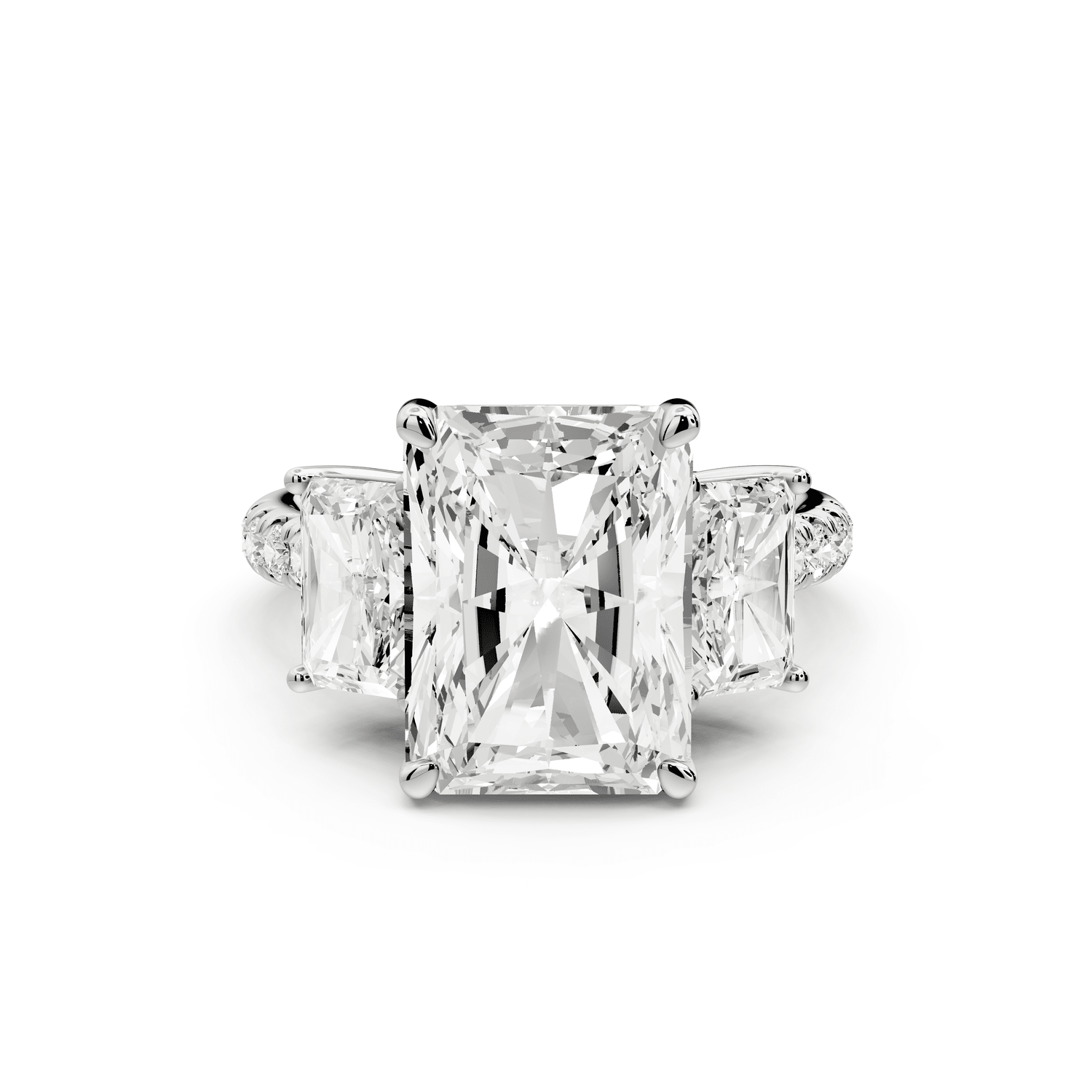 Mia - 5ct 14k white gold radiant Trellis Basket Diamond Pavé half band Engagement Ring - Mr. Alex Jewelry