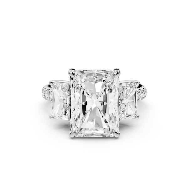 Mia - 5ct 14k white gold radiant Trellis Basket Diamond Pavé half band Engagement Ring - Mr. Alex Jewelry