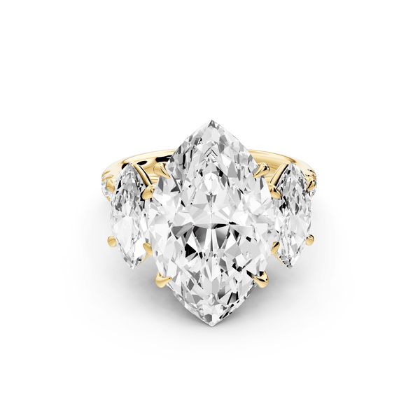 Mia - 5ct 14k yellow gold marquise Trellis Basket Diamond Pavé half band Engagement Ring - Mr. Alex Jewelry